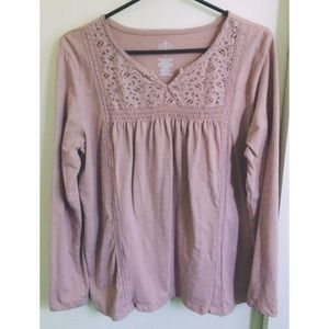 St. John’s Bay Smocked Yoke Lace blouse